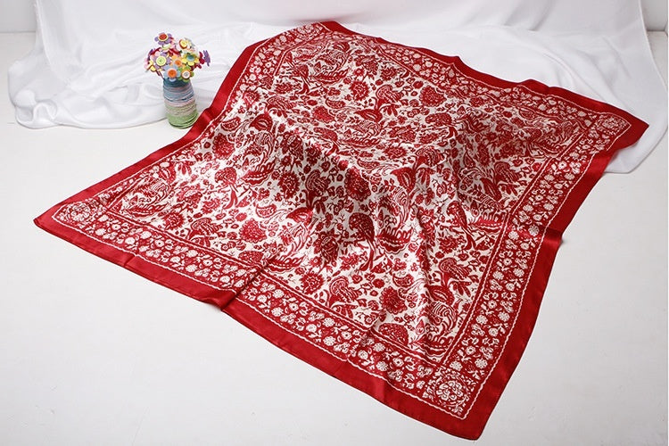Artificial Silk Small Square Towel Chinese Style