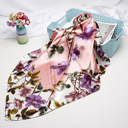 High-end Versatile Retro Printed Artificial Silk Scarf For Women