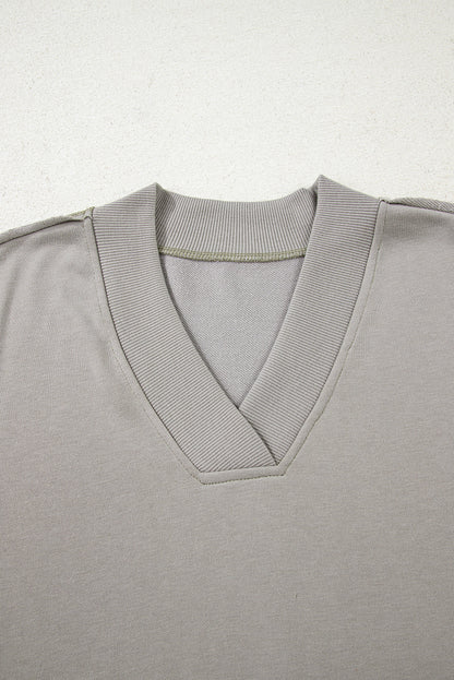 Western Aztec Embroidered Sleeve V-Neck Sweatshirt