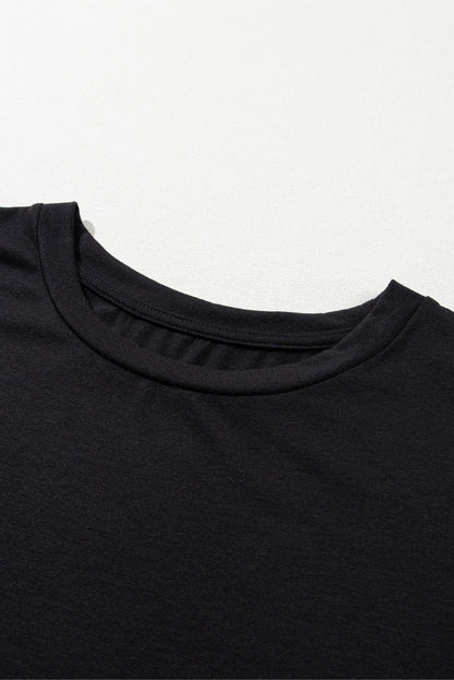 Plus Size Round Neck Roll Sleeve T-shirt