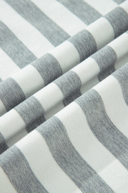 Stripe Contrast Ribbed Top and Shorts Set