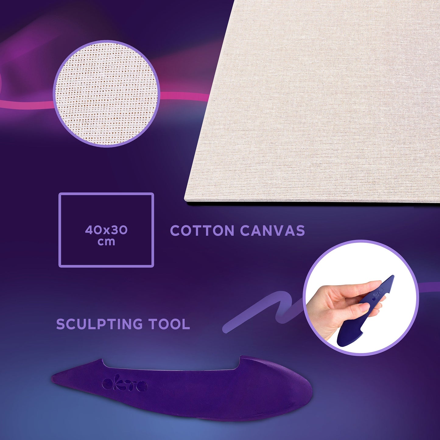 OKTO Sensory Art 3D Painting “Starry Night” – 11.8” x 15.7” Canvas Kit