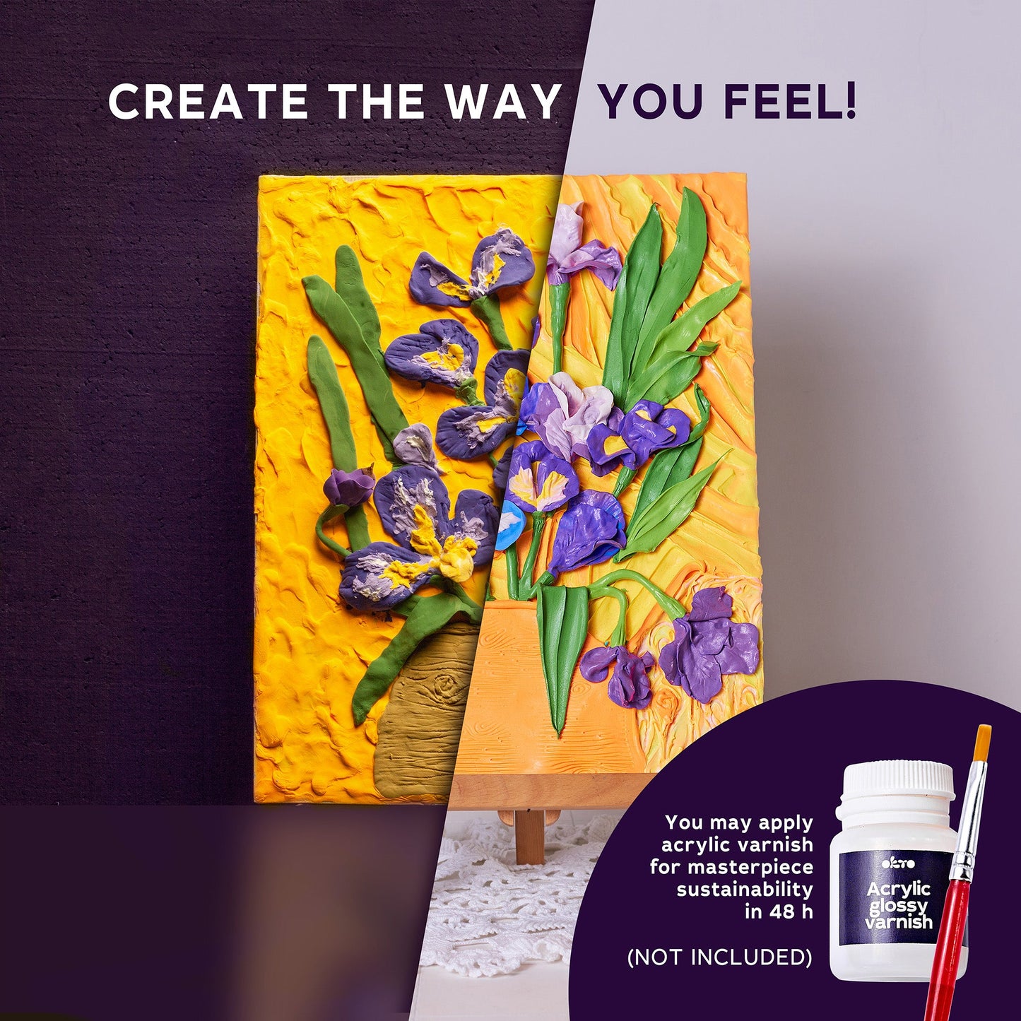 OKTO Sensory Art 3D Painting “Irises” – 11.8” x 15.7” Canvas Kit