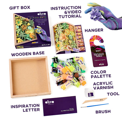 OKTO Sensory Art 3D Woodcraft “Energy” – Succulent Craft Kit