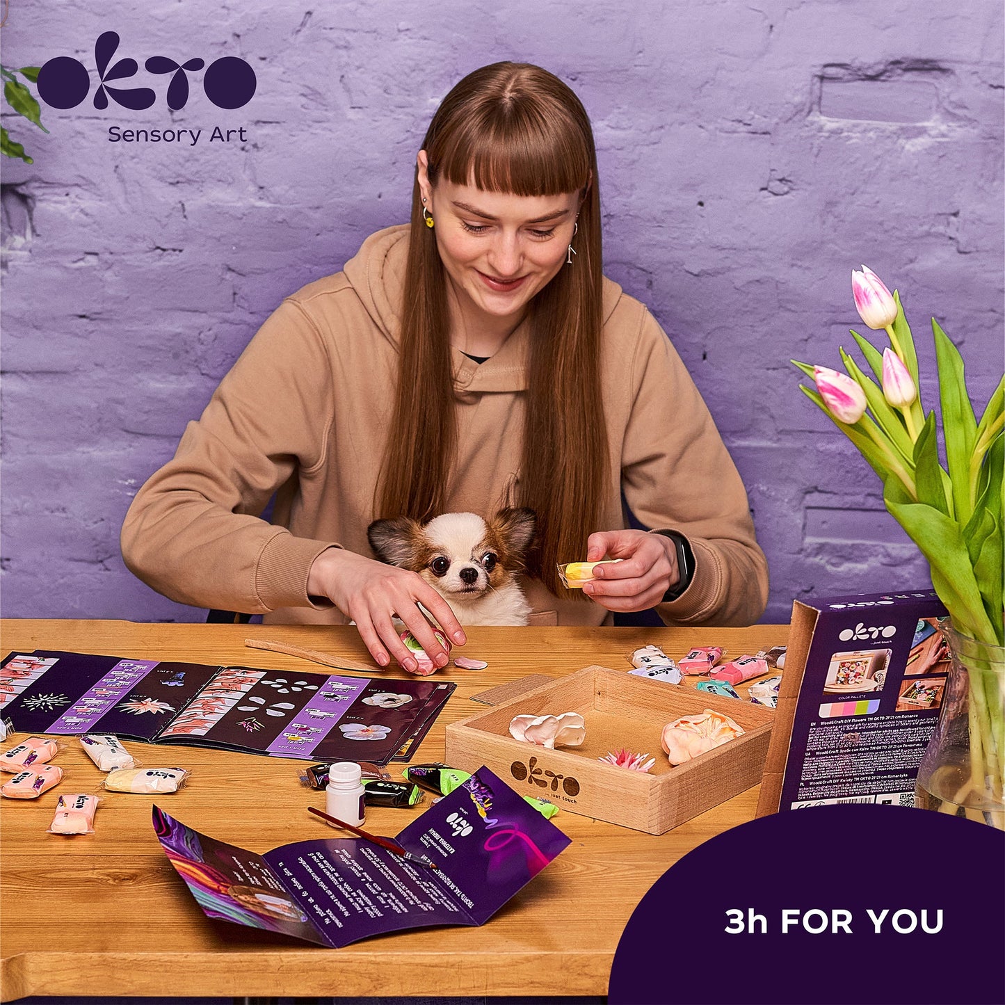 OKTO Sensory Art 3D Woodcraft “Romance” – Succulent Craft Kit