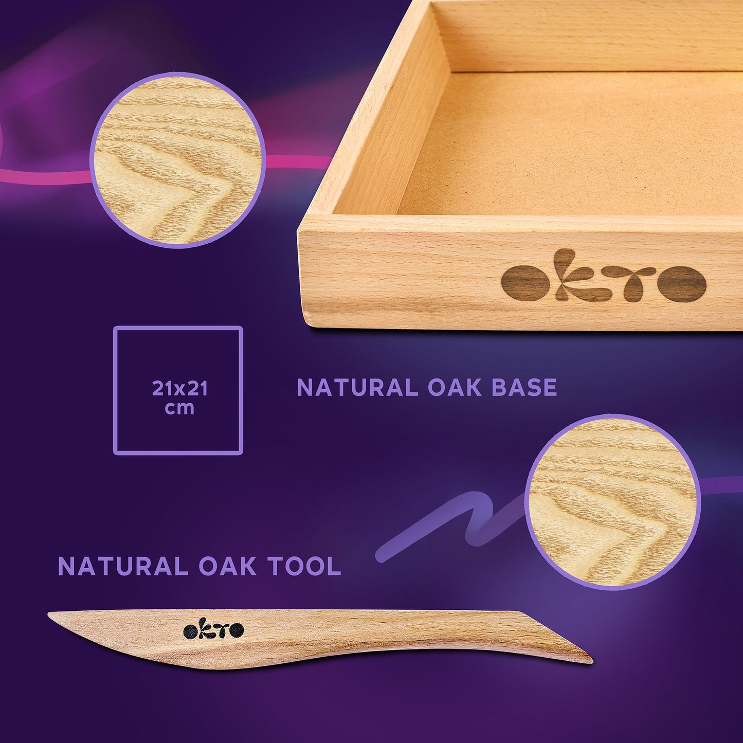 OKTO “Happiness” — Holiday Air‑Dry Clay in Wooden Frame (~8.3″) — Ages 14+