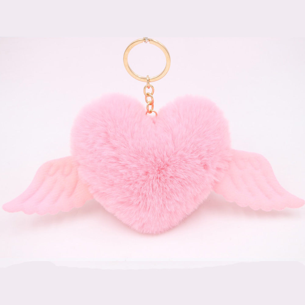 Heart Wool Ball Keychain Pendant