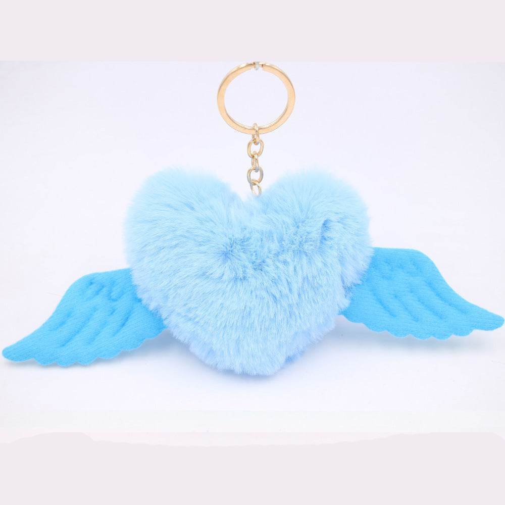 Heart Wool Ball Keychain Pendant