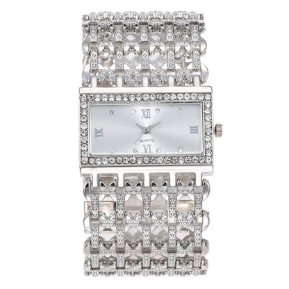 Women's Square Rhinestone Steel Band Watch