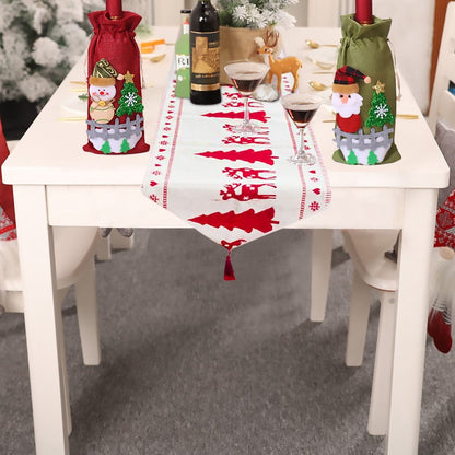 Christmas Elk Snowman Table Runner Decor