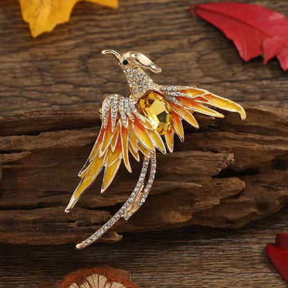 Elegant High-grade Oil Painting Phoenix Brooch