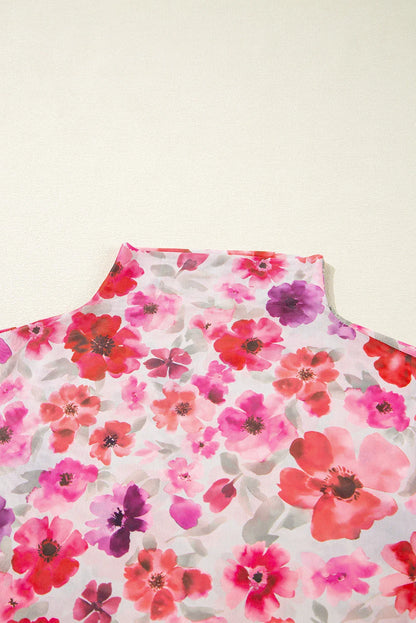 Floral Long Sleeve Slim Fit Mesh Top