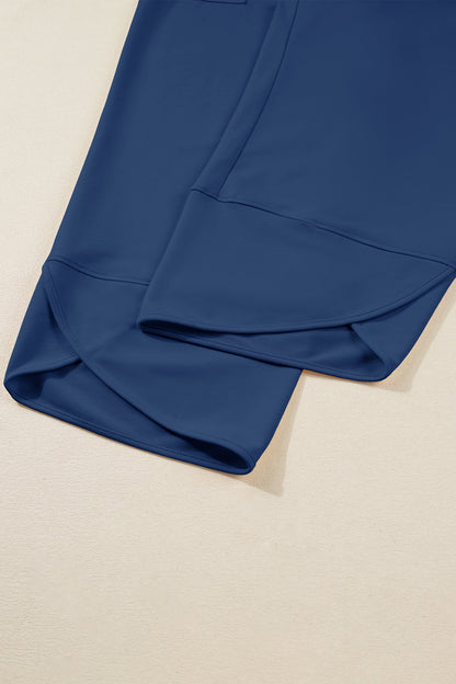 Plus Size Elastic Waist Asymmetrical Hem Capris
