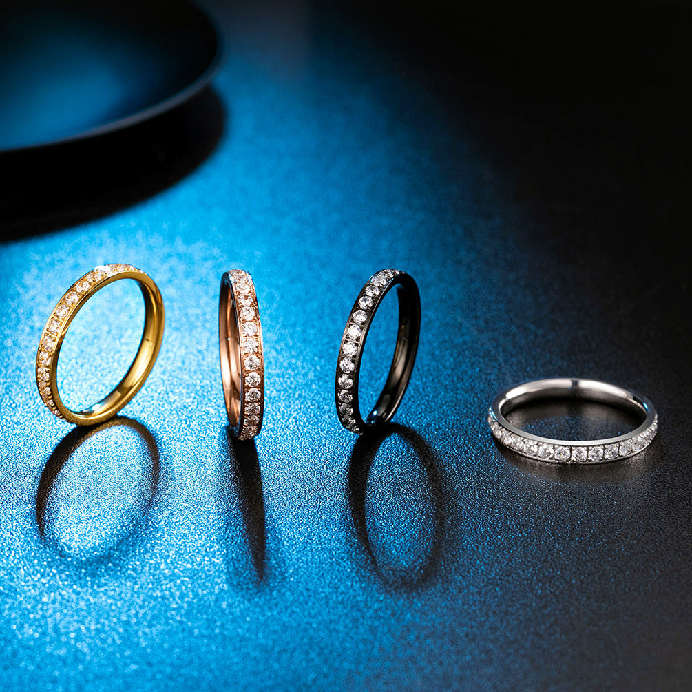 Diamond Titanium Steel Stackable Women's Ring