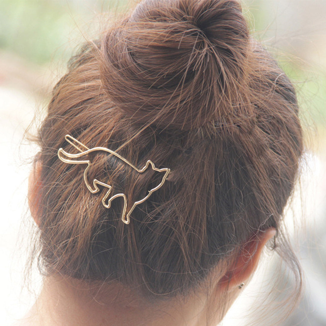 Metal Hollow Cat Hairpin Alloy Clip