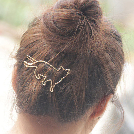 Metal Hollow Cat Hairpin Alloy Clip