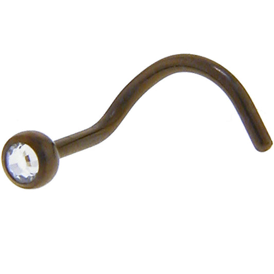 Grade 23 Titanium Bronze Crystalline Gem Nose Ring