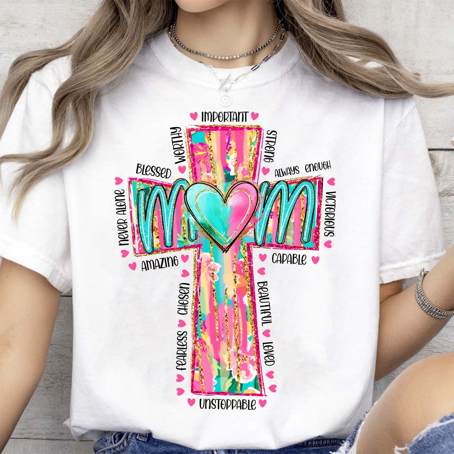 Faithful Mom Sweatshirt – Colorful Cross Heart Mama Pullover, Christian Mother’s Day Gift 682154