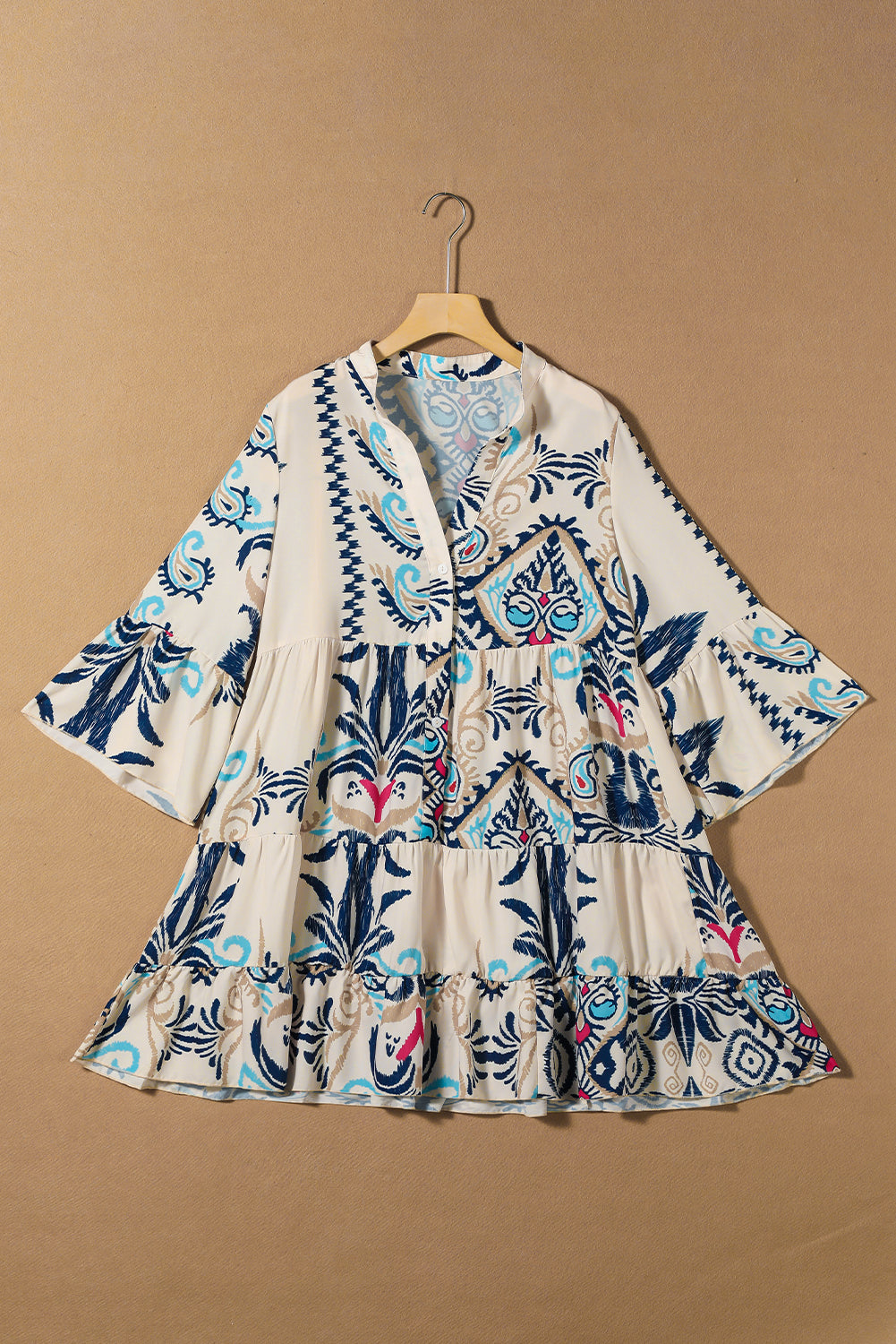 Tribal Bracelet Sleeve Button Mini Dress