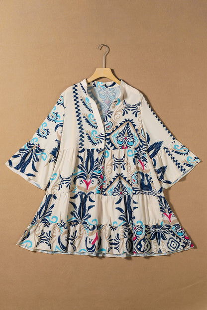 Tribal Bracelet Sleeve Button Mini Dress