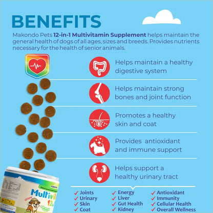 12 in 1 Multivitamin for Dogs - 120 Soft Chews