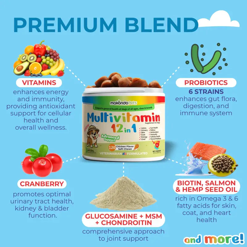 12 in 1 Multivitamin for Dogs - 120 Soft Chews