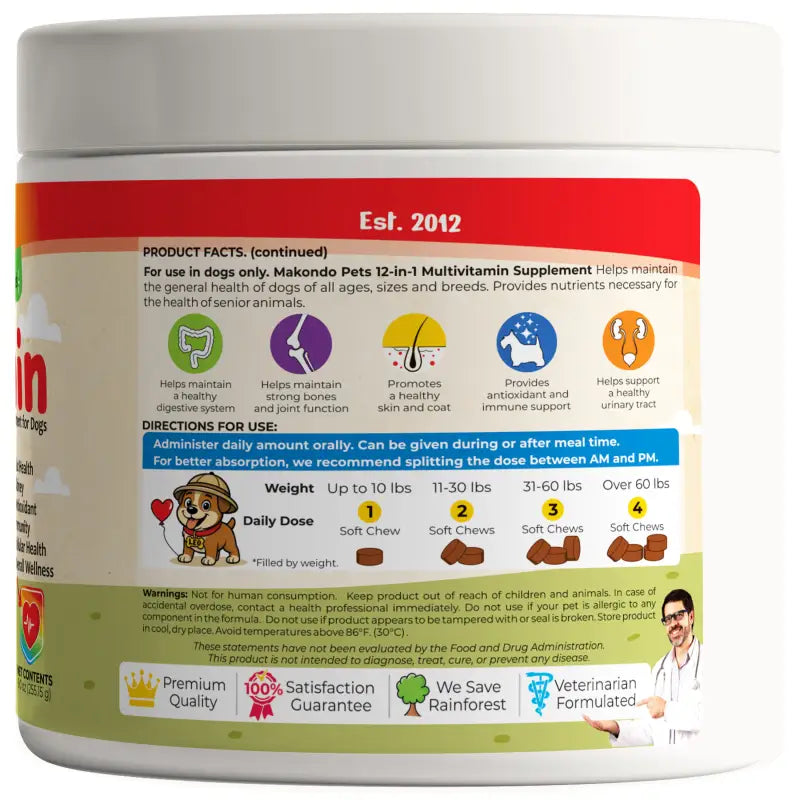 12 in 1 Multivitamin for Dogs - 120 Soft Chews