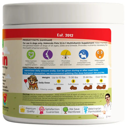 12 in 1 Multivitamin for Dogs - 120 Soft Chews