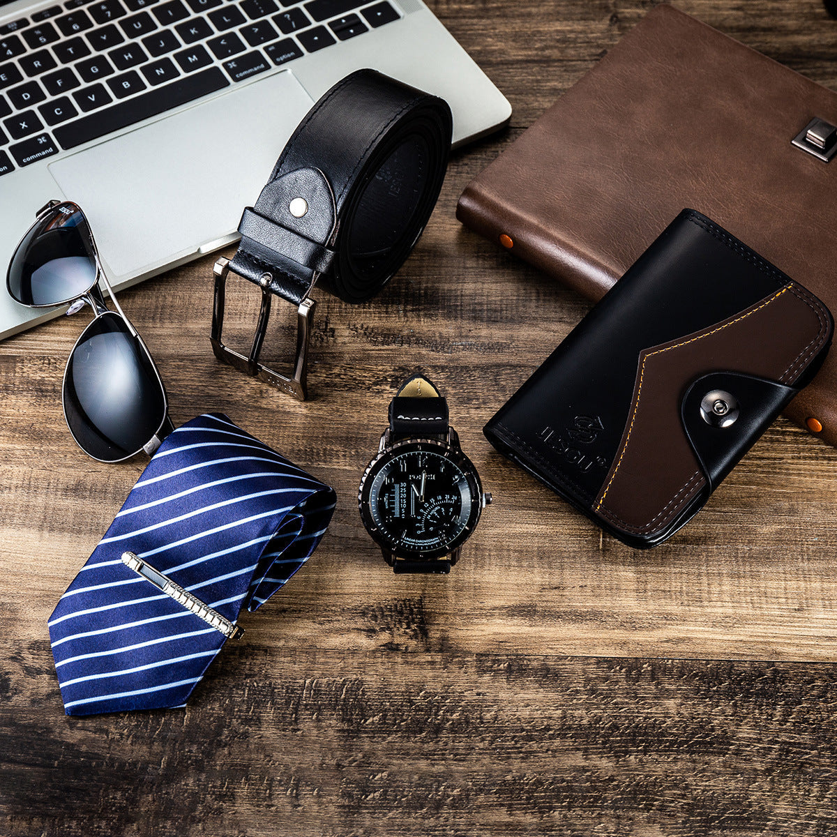 Men's Gift Set: Watch, Belt, Tie, Wallet