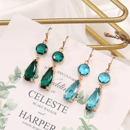 Copper Edging Multicolor Glass Crystal Earrings