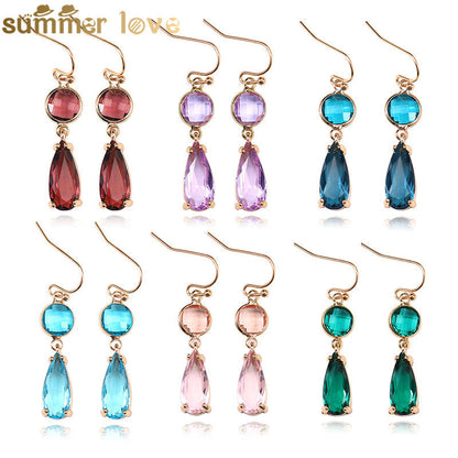 Copper Edging Multicolor Glass Crystal Earrings