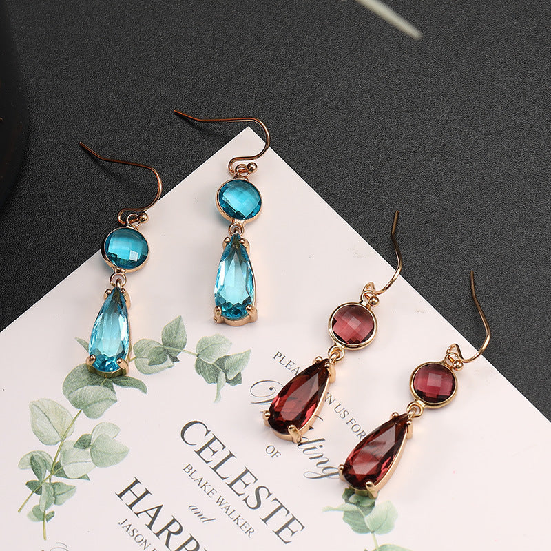 Copper Edging Multicolor Glass Crystal Earrings