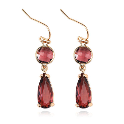 Copper Edging Multicolor Glass Crystal Earrings