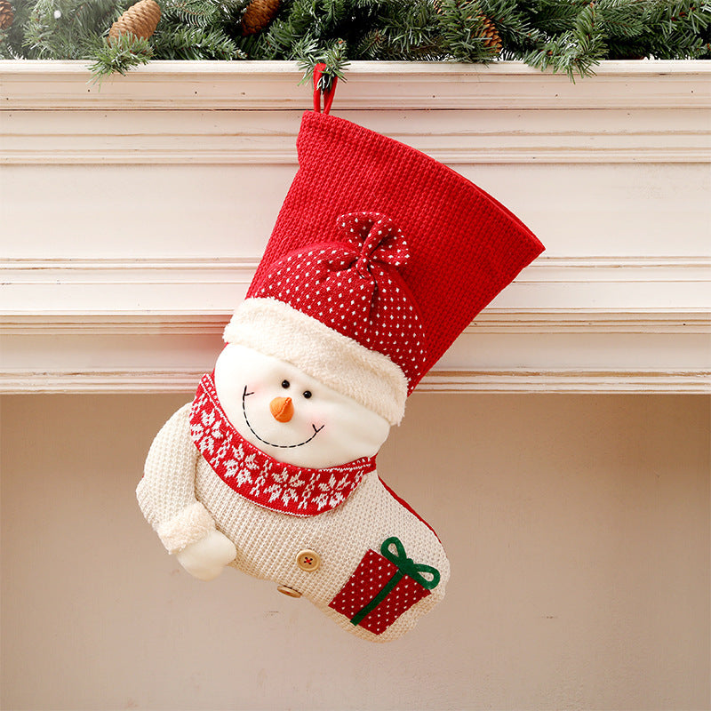 Knitted Christmas Stocking Santa Decor