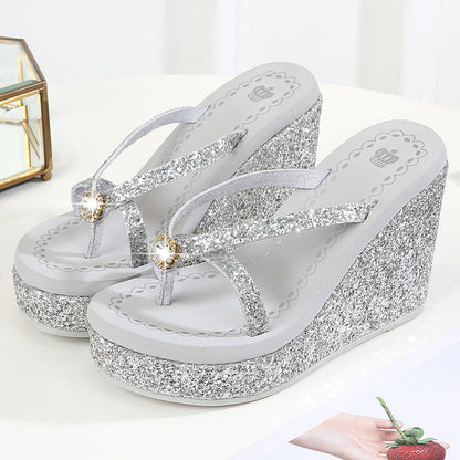 Rhinestone Platform Flip-Flops
