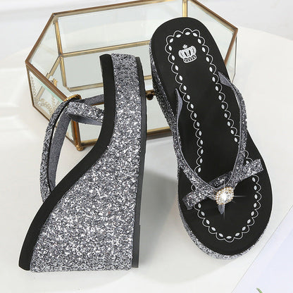 Rhinestone Platform Flip-Flops