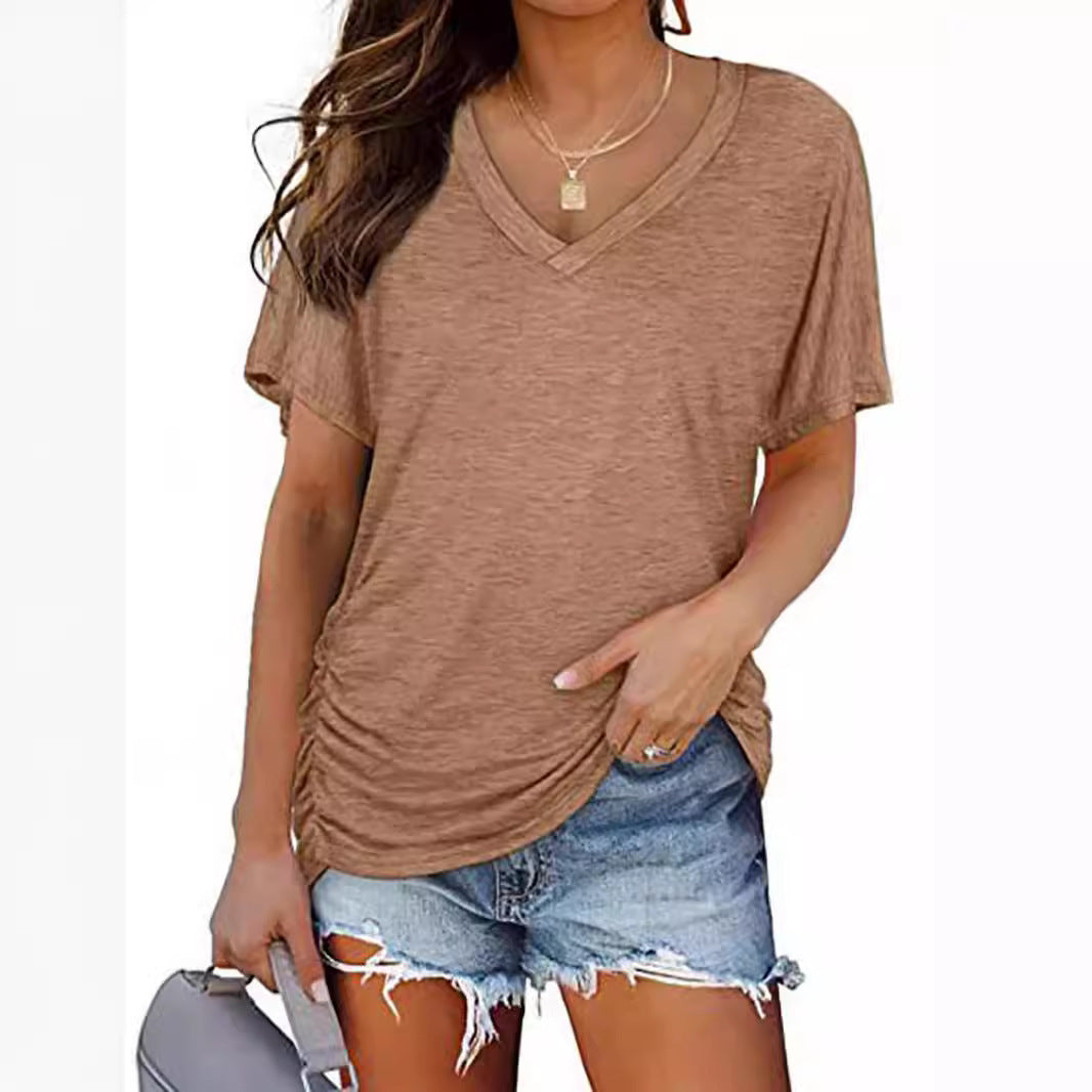 European-American V-Neck Loose Casual T-Shirt