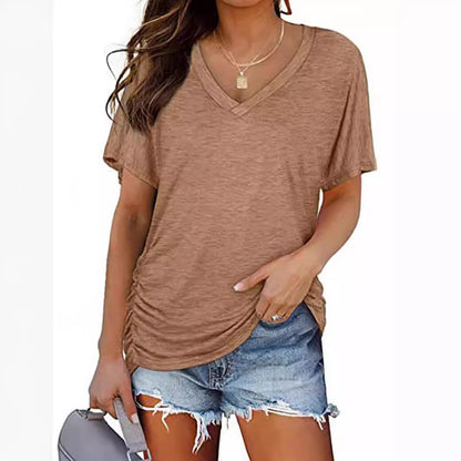European-American V-Neck Loose Casual T-Shirt