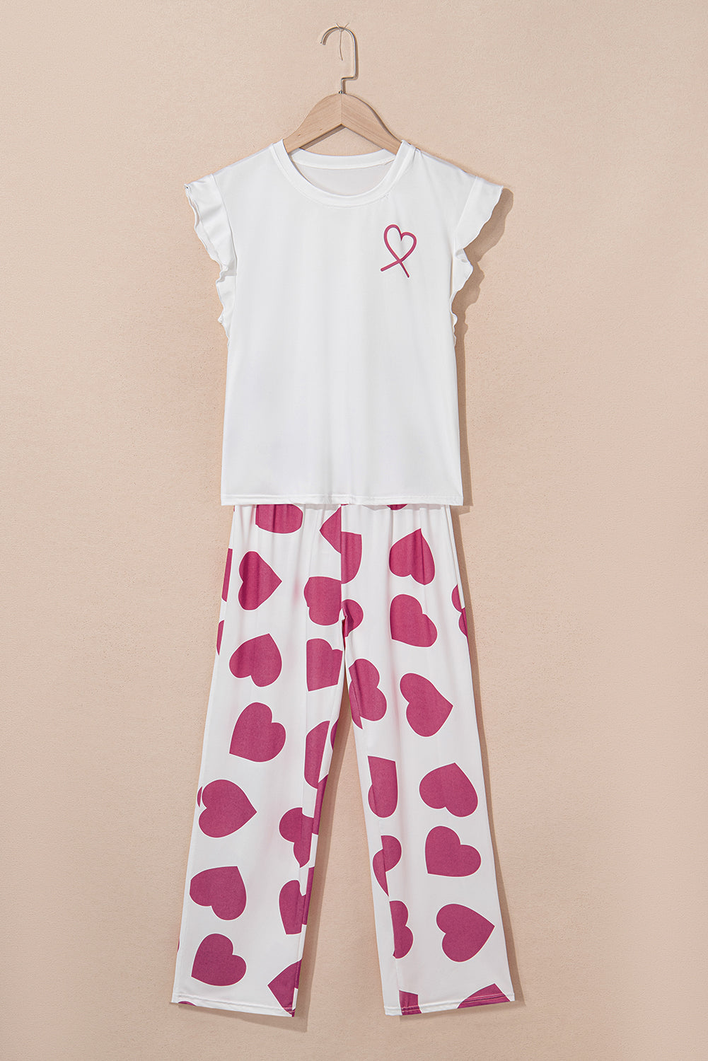 Heart Ruffle Tank Top And Pants Lounge Set