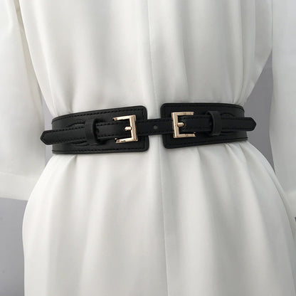 Double Buckle Elastic Waistband for Women