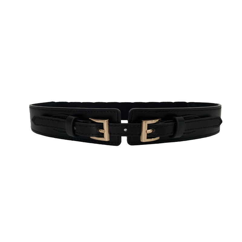 Double Buckle Elastic Waistband for Women
