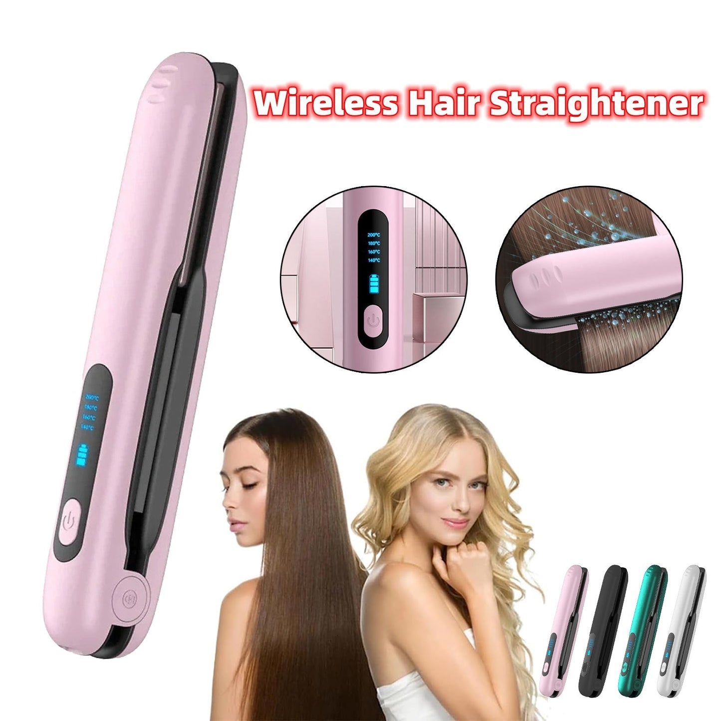 Portable Wireless 2-in-1 Hair Straightener & Curler