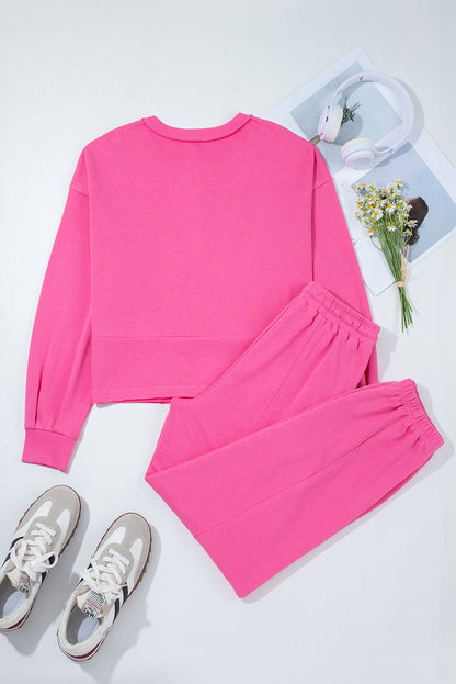 Solid Half-Button Pullover and Jogger Pants Set