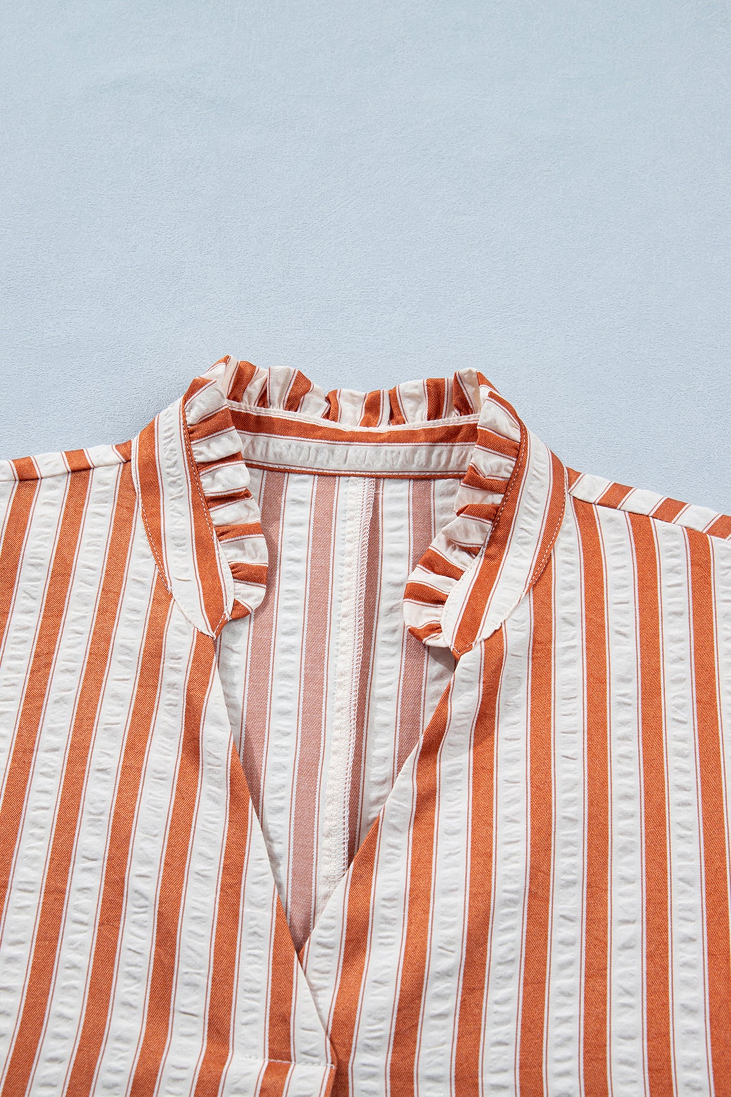 Stripe Pinch V-Neck Turn-Up Mini Dress
