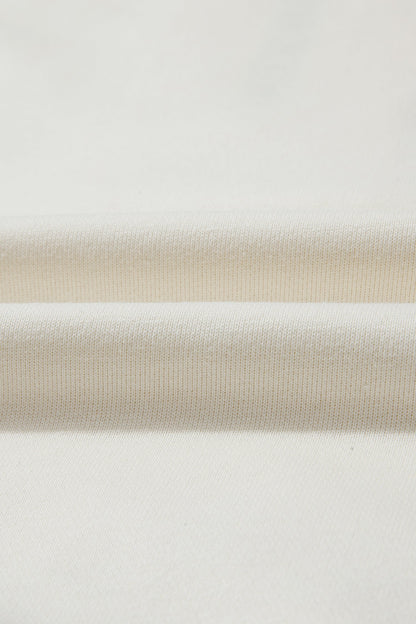 Solid Half-Zip Textured Patchwork Sleeve Hoodie