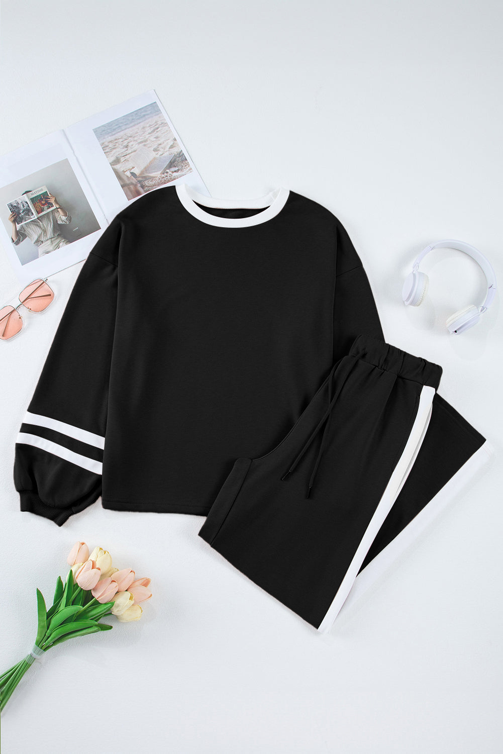 Varsity Stripe Pullover and Drawstring Pant Set