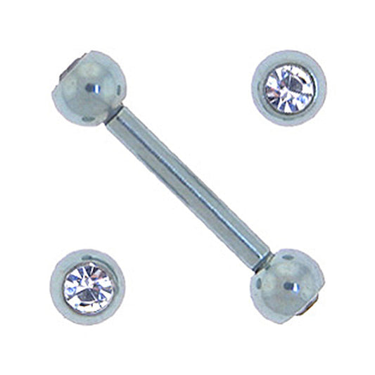 Solid Titanium Double Gem Light Purple Barbell 5/16-3mm