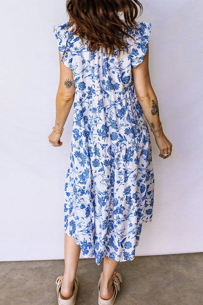 Floral Ruffled Tiered Midi Dress