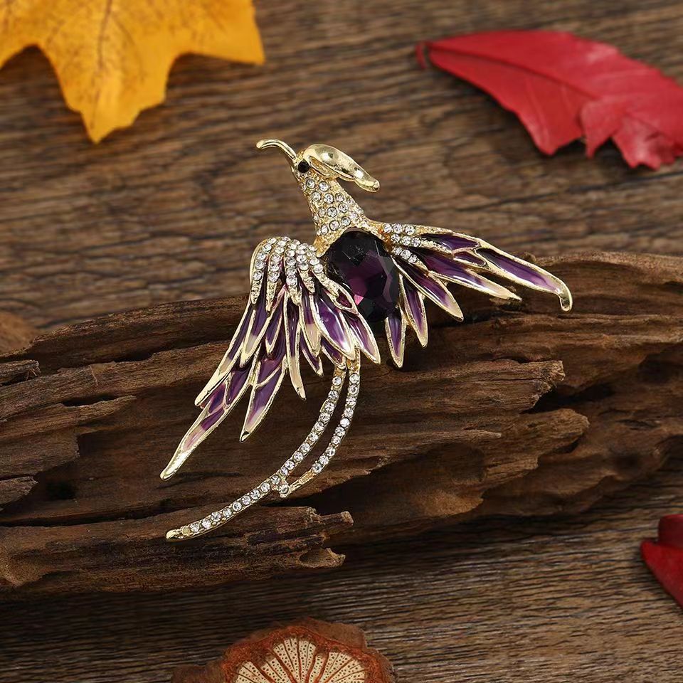 Elegant High-grade Oil Painting Phoenix Brooch