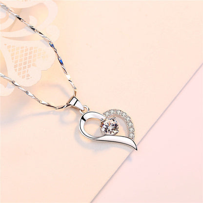 S999 Pure Silver Crystal Heart Pendant